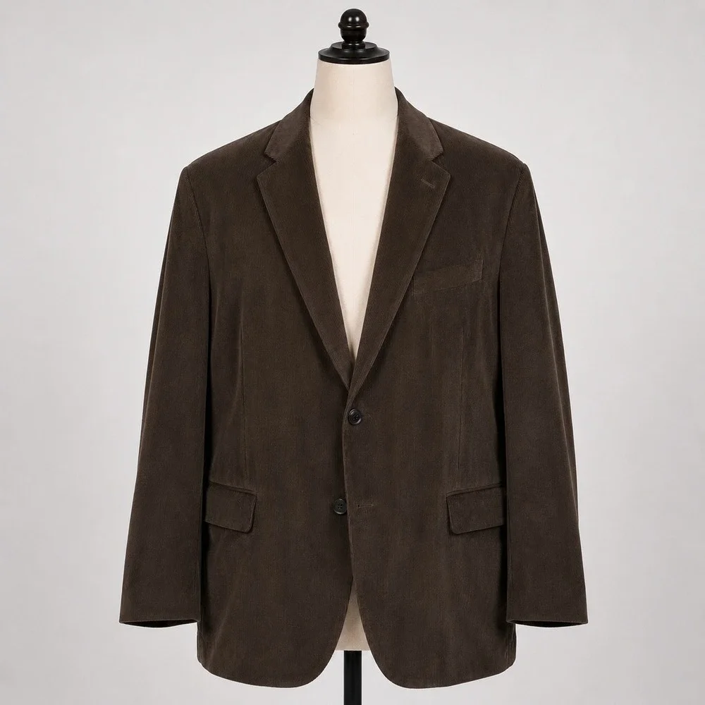 Lauren Ralph Lauren Mens Brown Velour Corduroy Blazer Sport Coat 48R Paisley